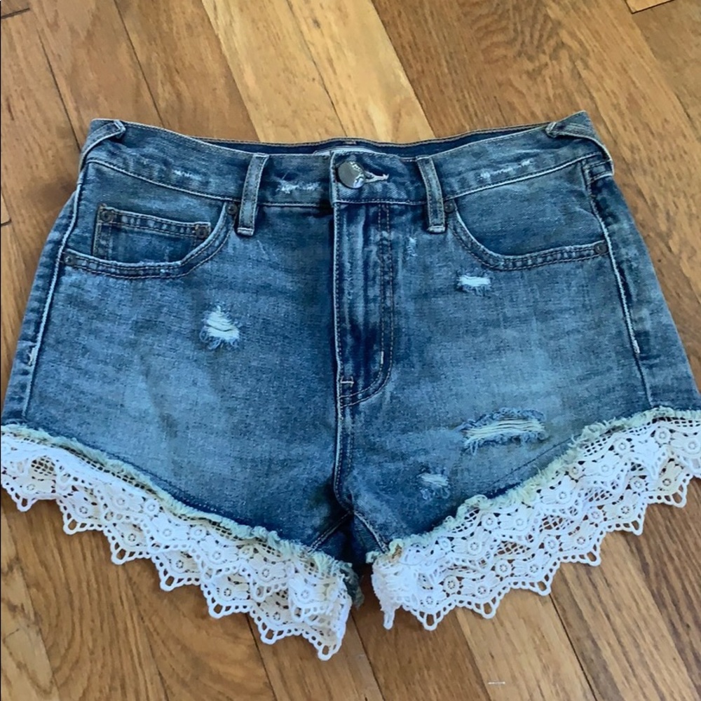 crochet jean shorts